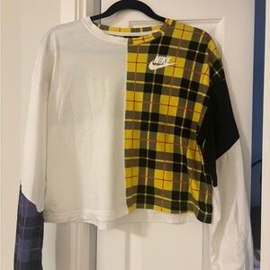 Nike Long Sleeve Plaid Shirt - White, Yellow, Black